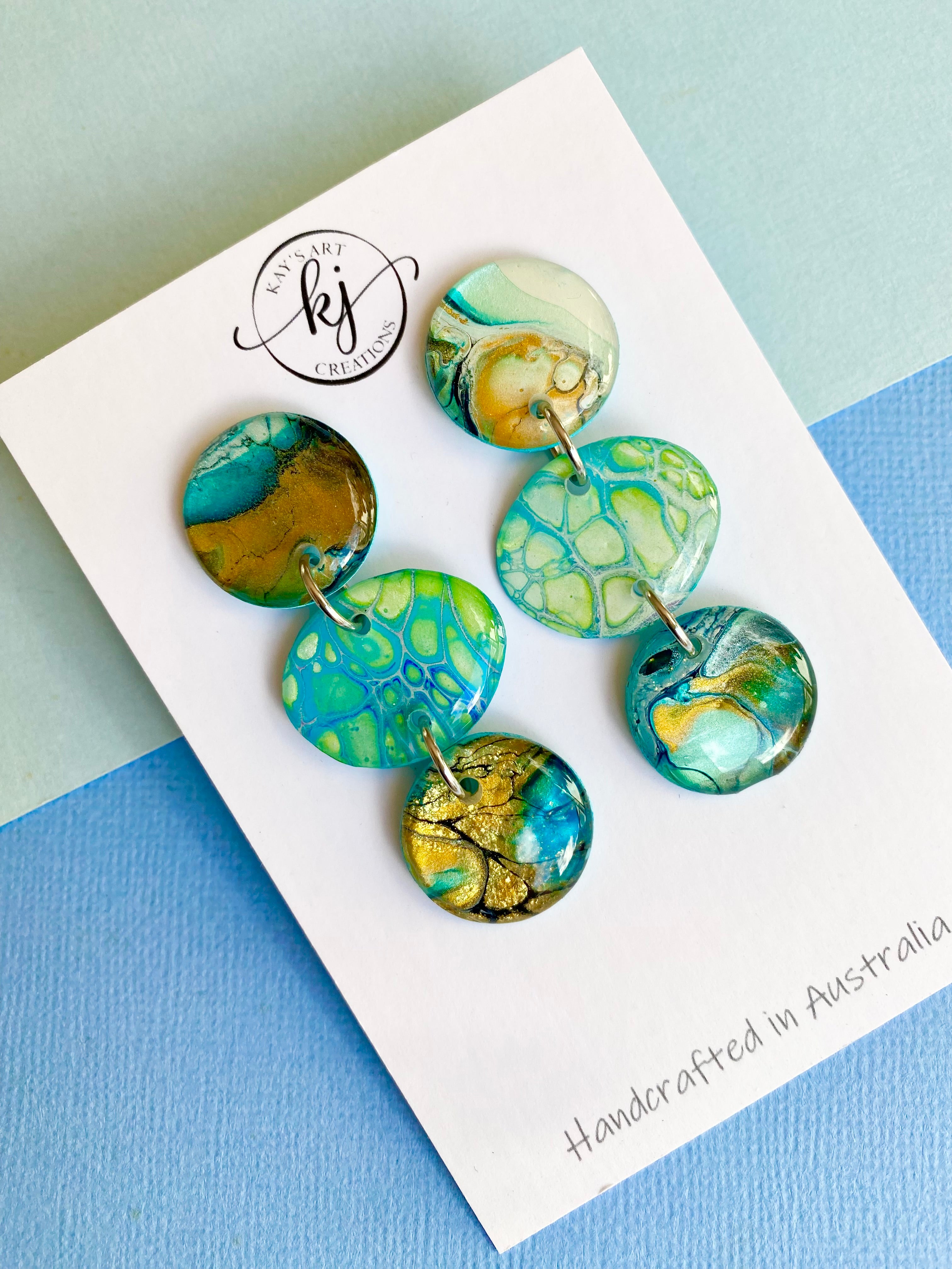 Artisan Hand Painted Stud Dangle Earrings
