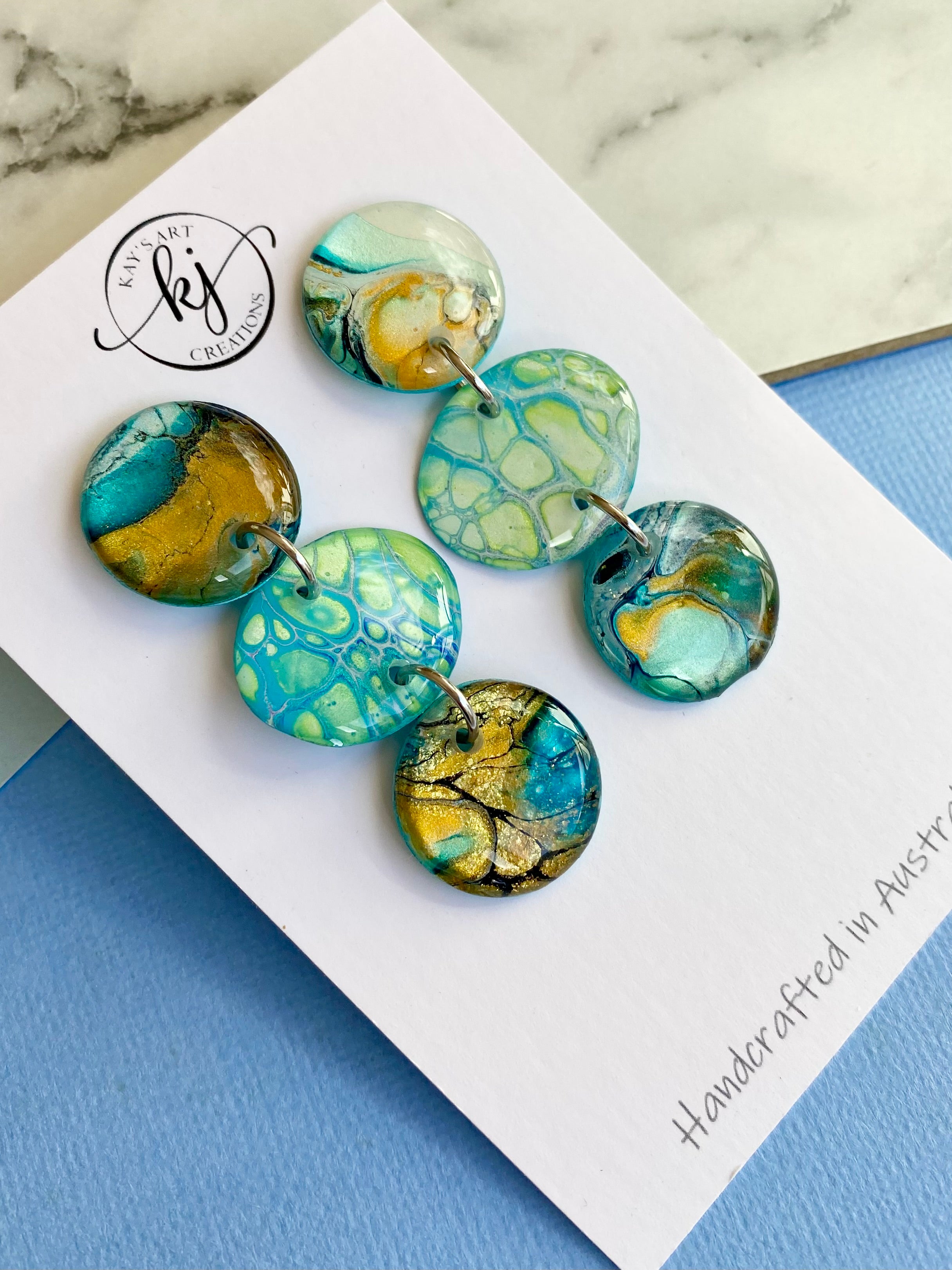 Artisan Hand Painted Stud Dangle Earrings