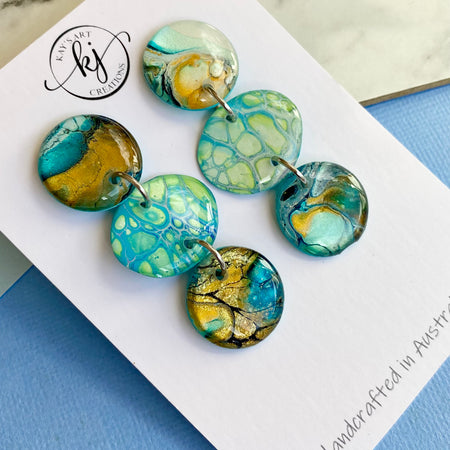 Artisan Hand Painted Stud Dangle Earrings