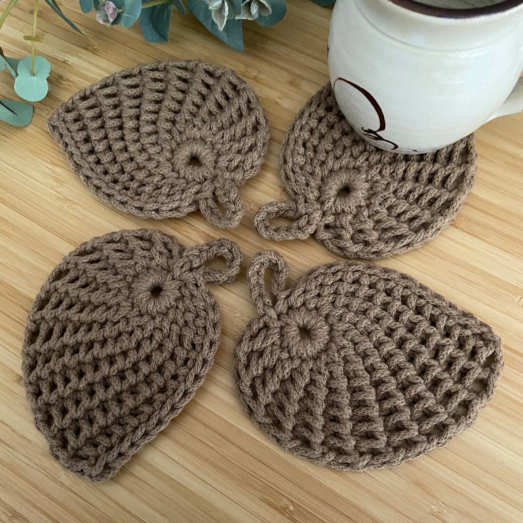 Crochet Leaf Coasters - Set of 4
