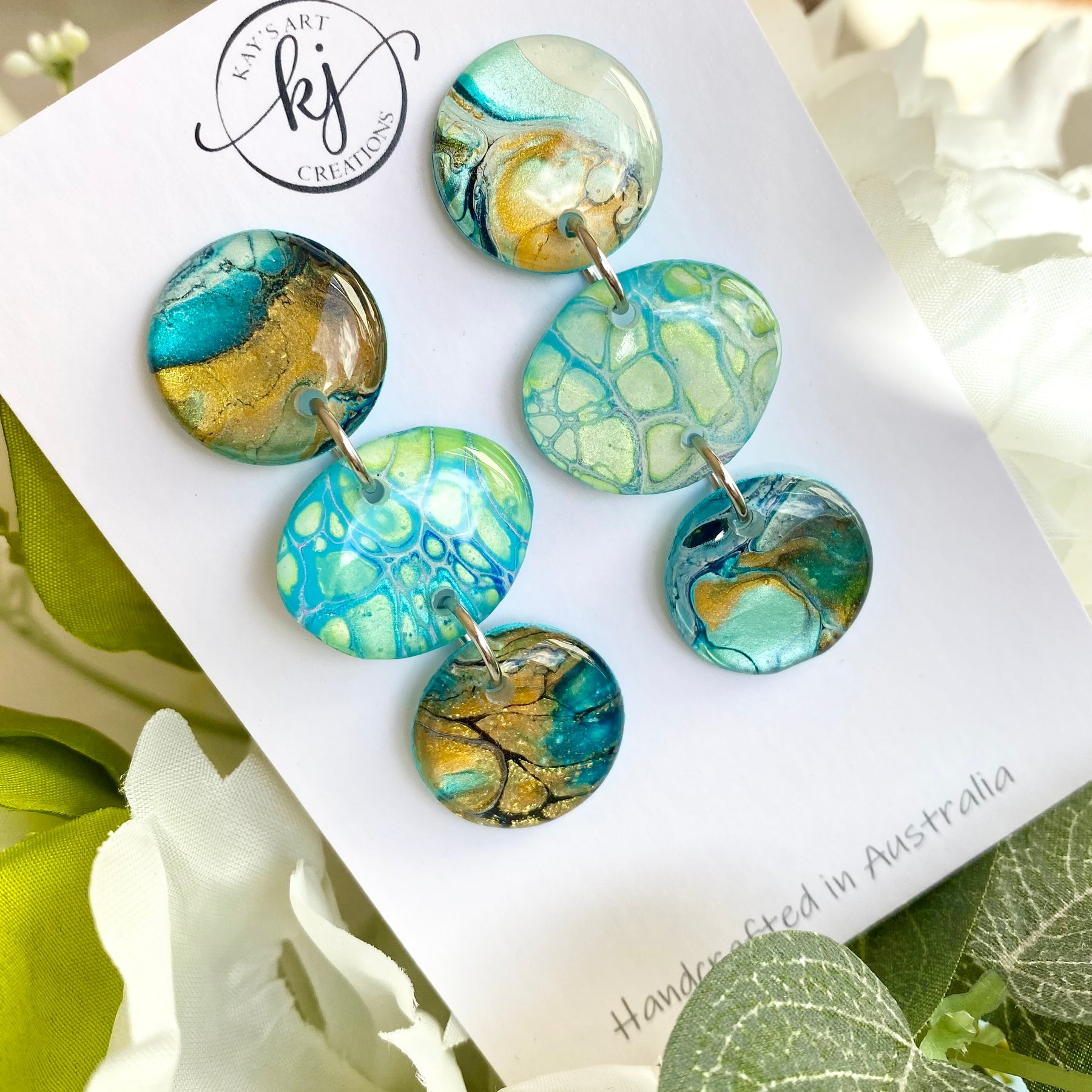 Artisan Hand Painted Stud Dangle Earrings