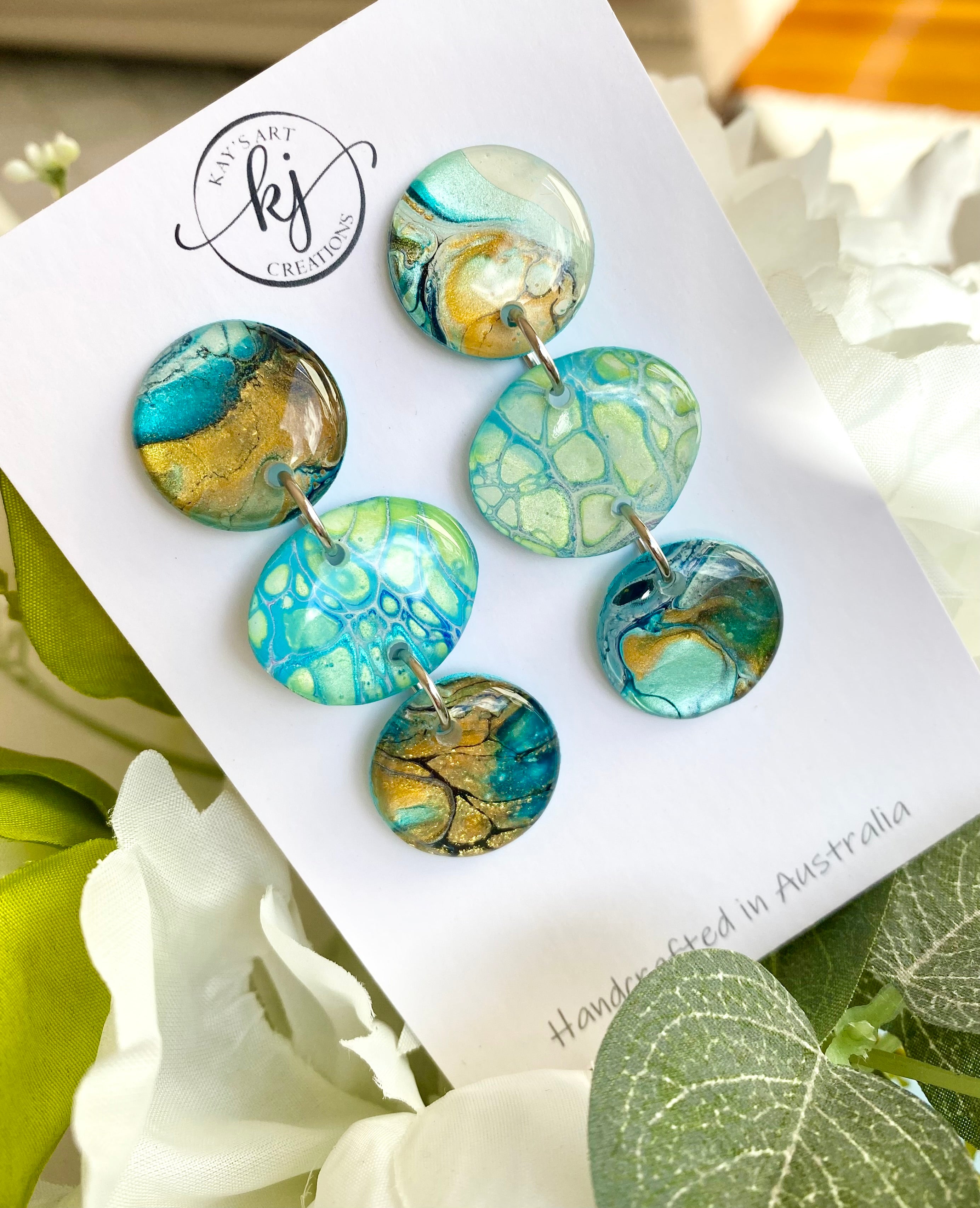 Artisan Hand Painted Stud Dangle Earrings