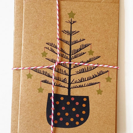 Set of 8 Rustic Norfolk Pine Festive Christmas Cards and envelopes.