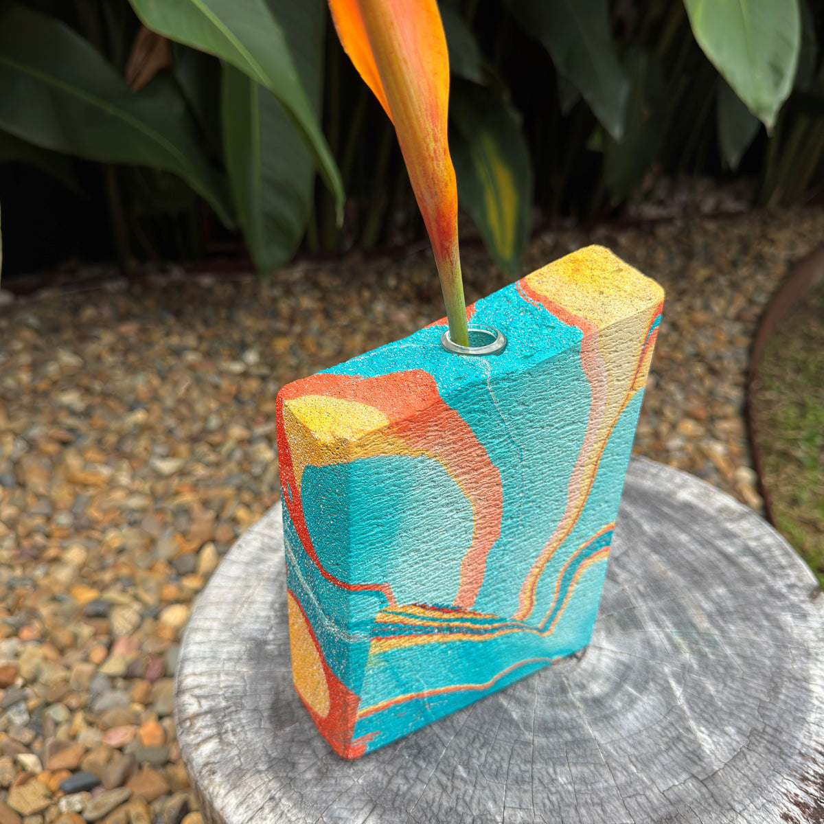 Lava Ponds hand sculpted concrete test tube vase