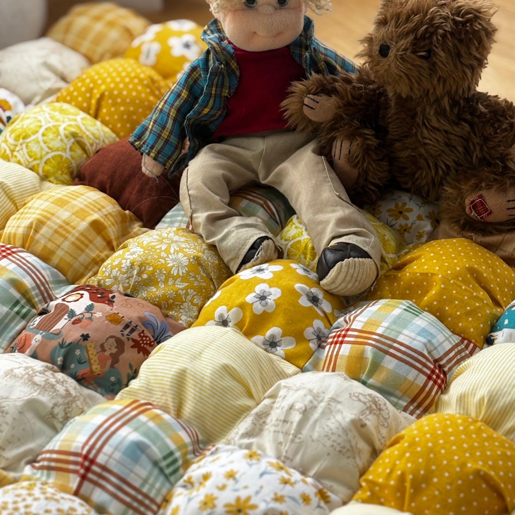 Handmade Puff Quilt Play Mat | Soft Cotton Baby Play Mat