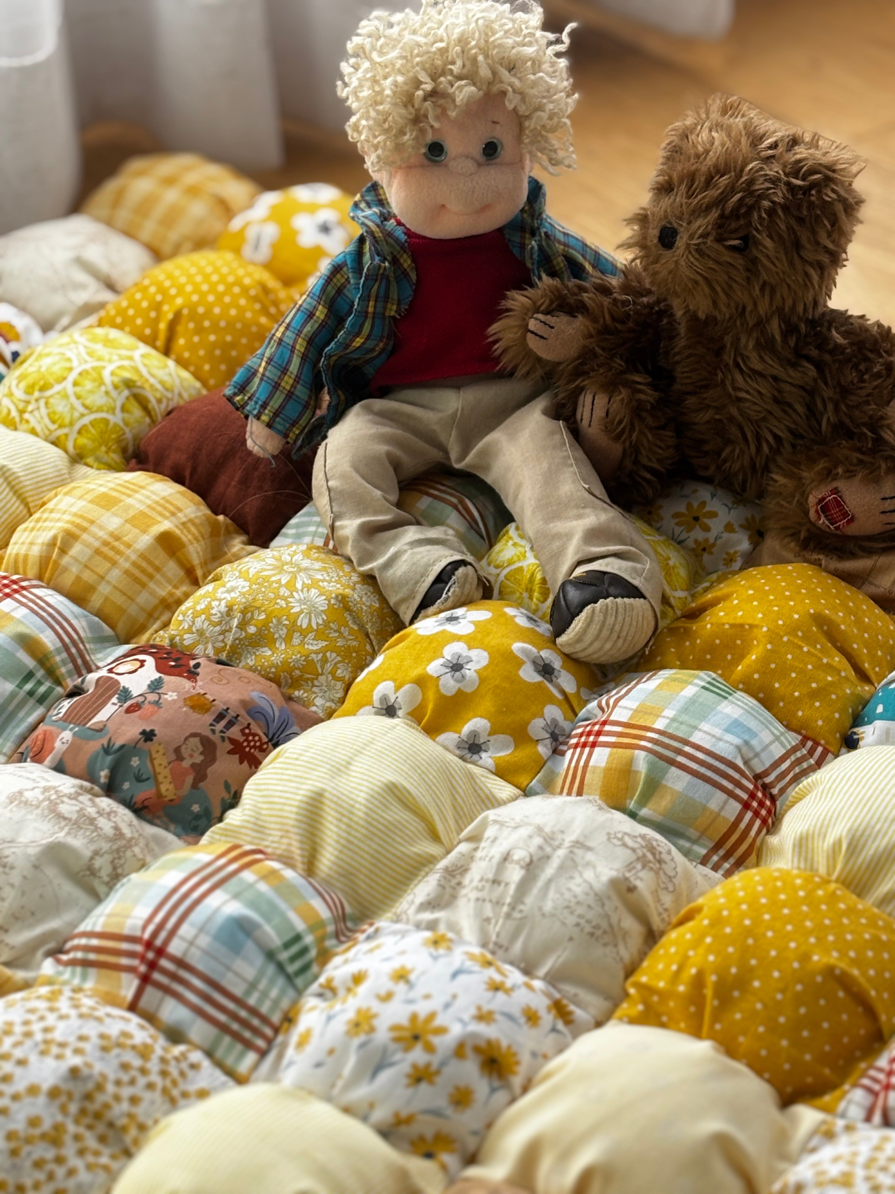 Handmade Puff Quilt Play Mat | Soft Cotton Baby Play Mat