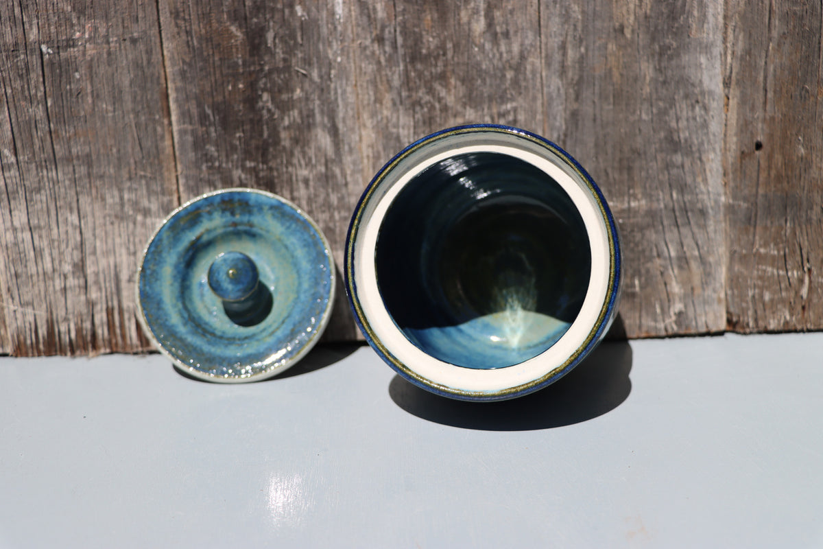 Blue lidded jars - Hand Made Thrown High Fired Stoneware