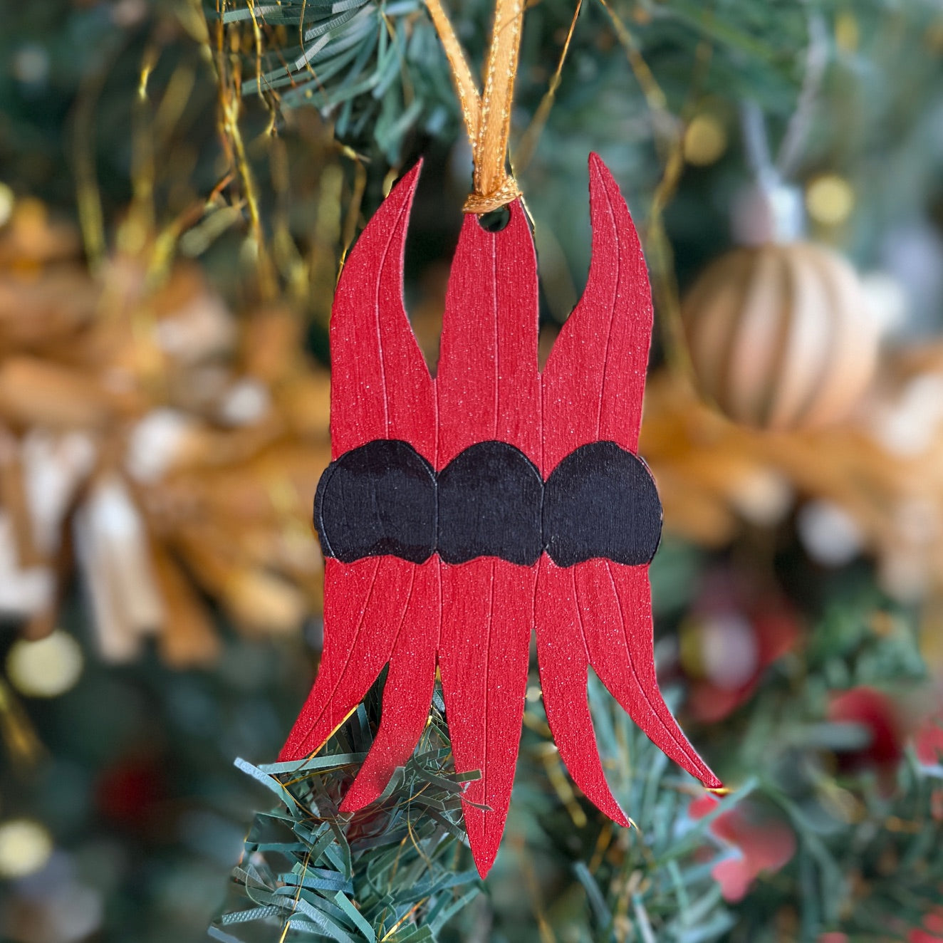 Set of 4 Australian Hand painted Flower Christmas Decorations