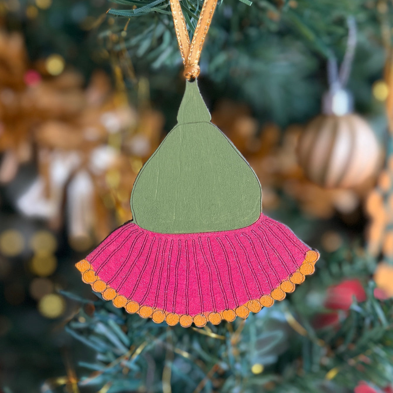 Set of 4 Australian Hand painted Flower Christmas Decorations