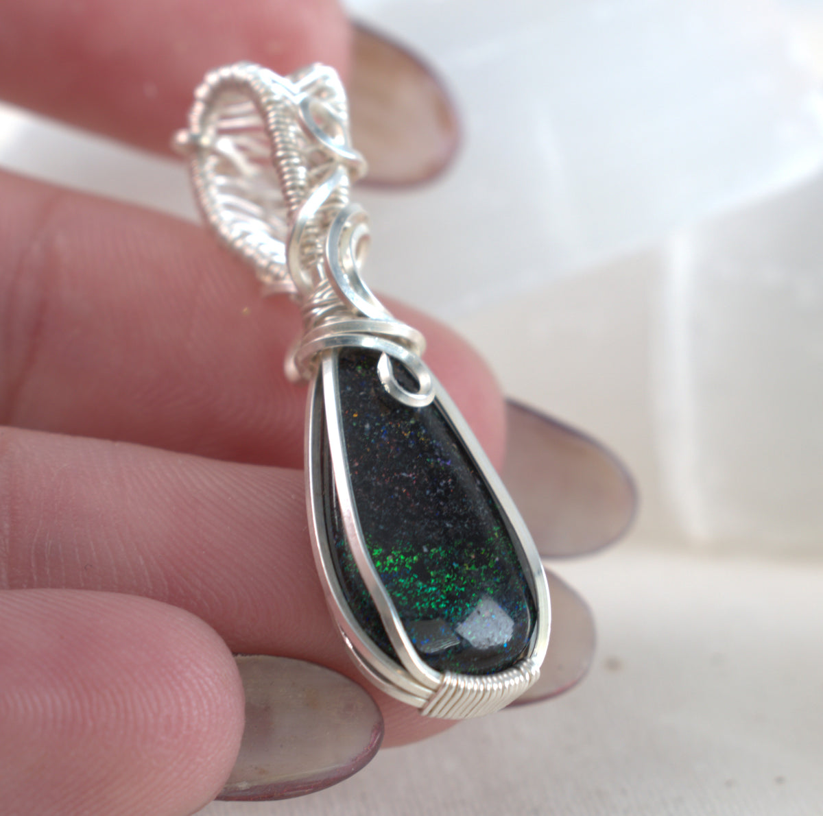 Opal Skies, Australian Fairy Opal Pendant - October Birthstone
