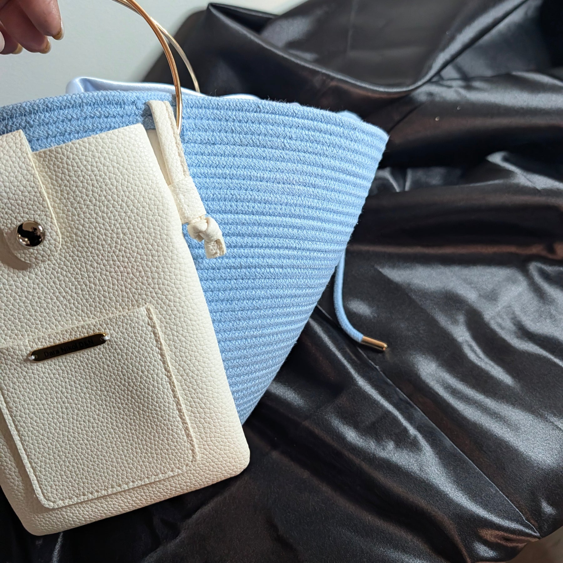 Sky Medium Handmade Cotton Cord Statement Handbag