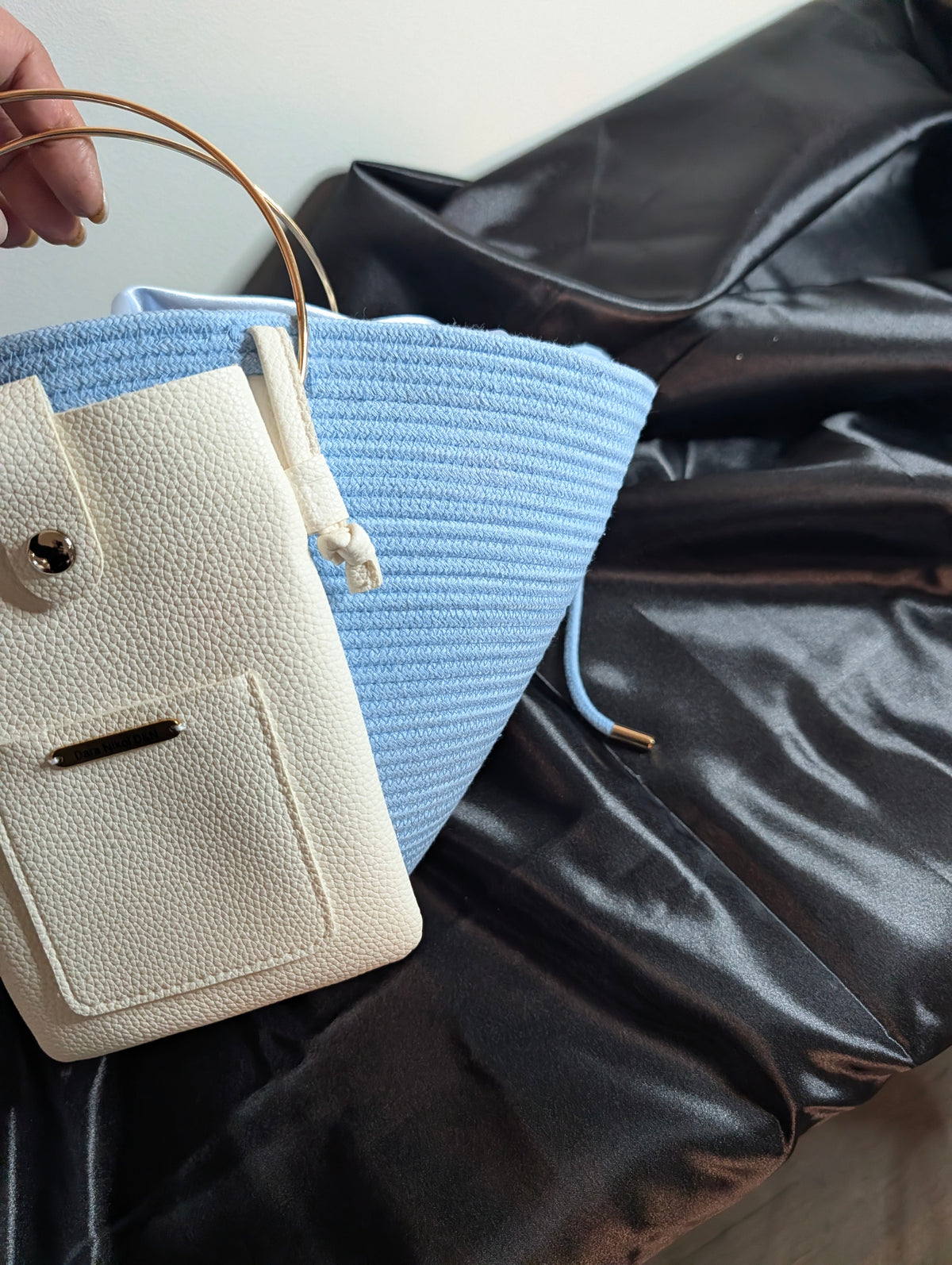 Sky Medium Handmade Cotton Cord Statement Handbag