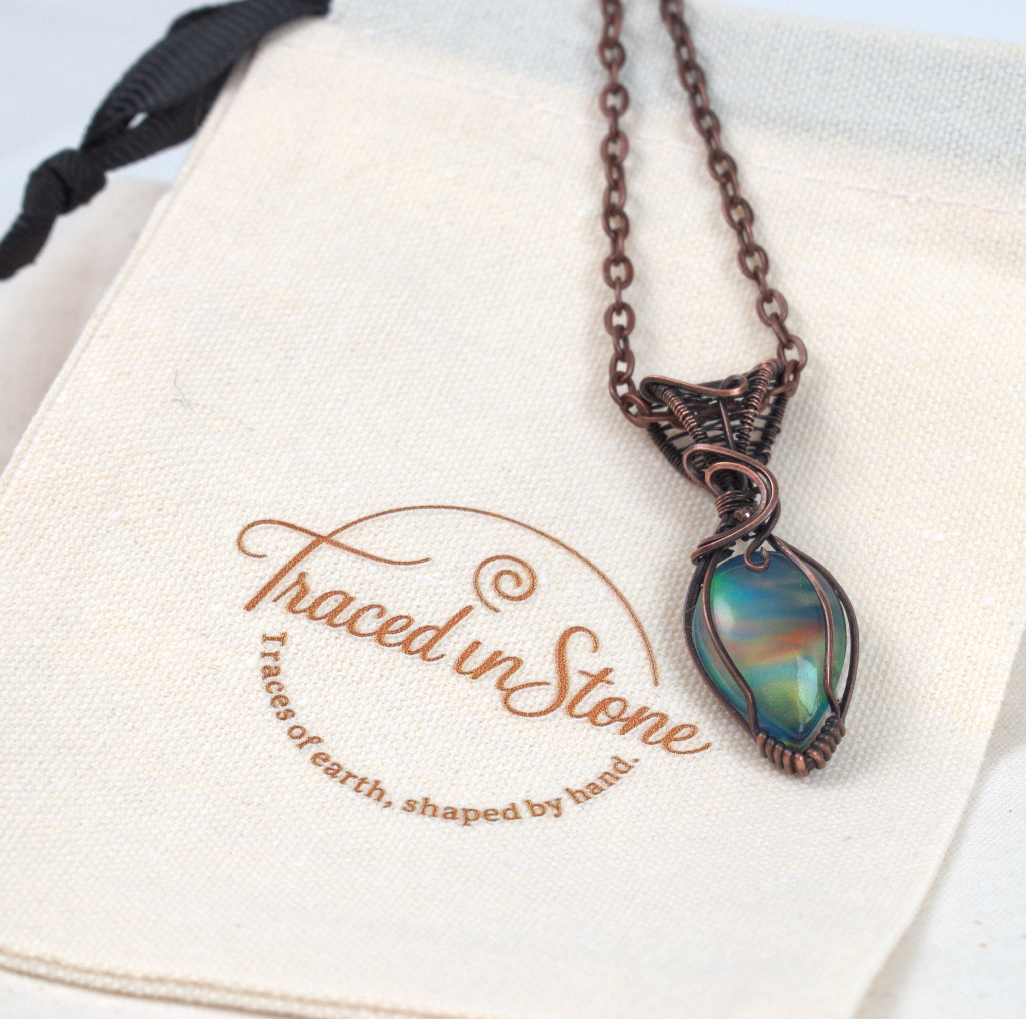 Crimson Aurora – Aurora Opal Doublet Copper Wrapped Pendant