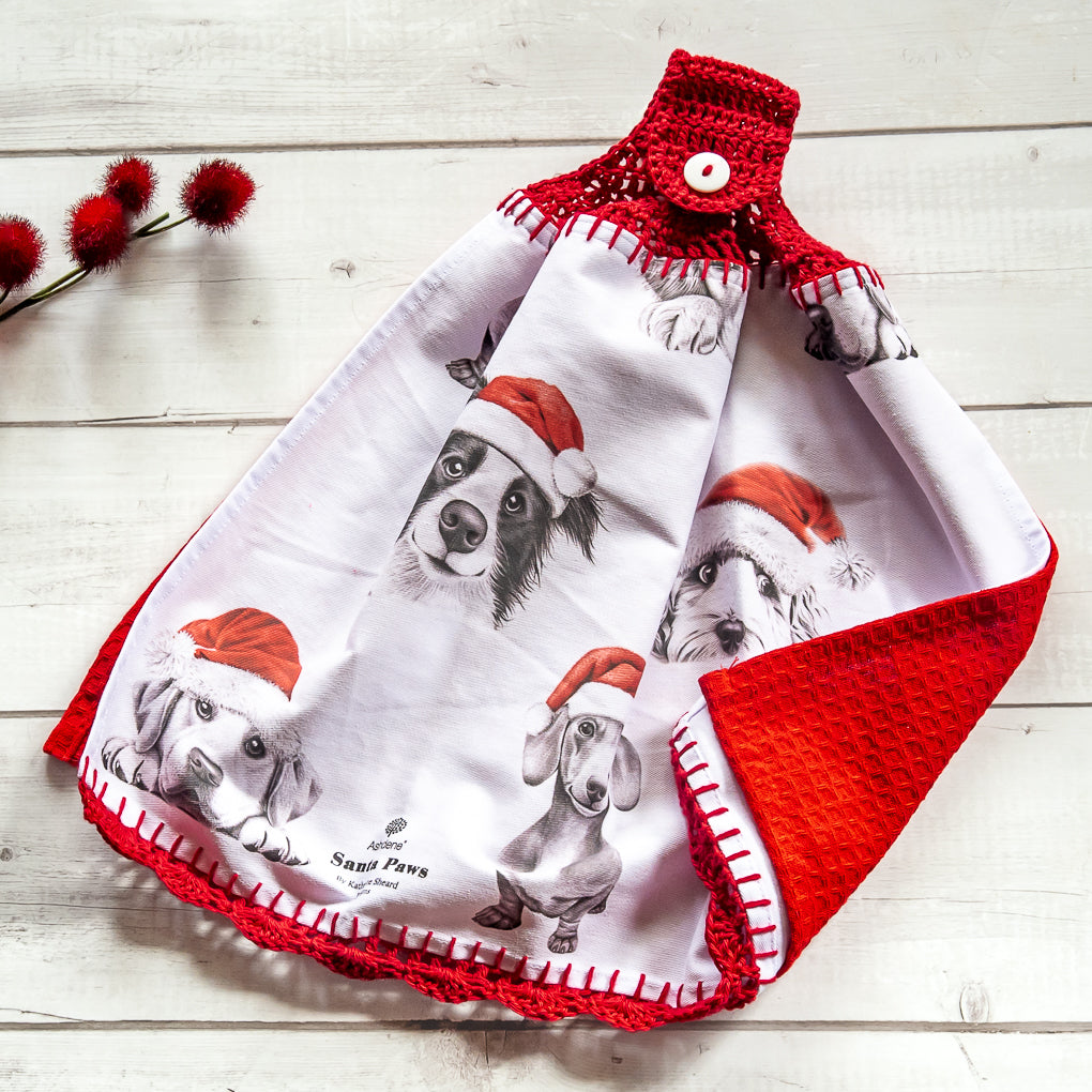 Pet Loving Christmas Themed Hanging Tea Towels - Hand Towels - Double Sided