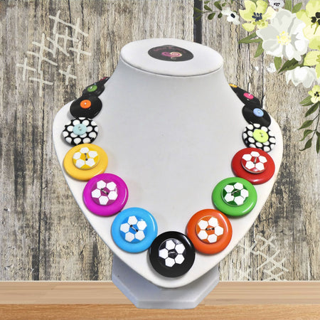 Button necklace, Soccer Fun