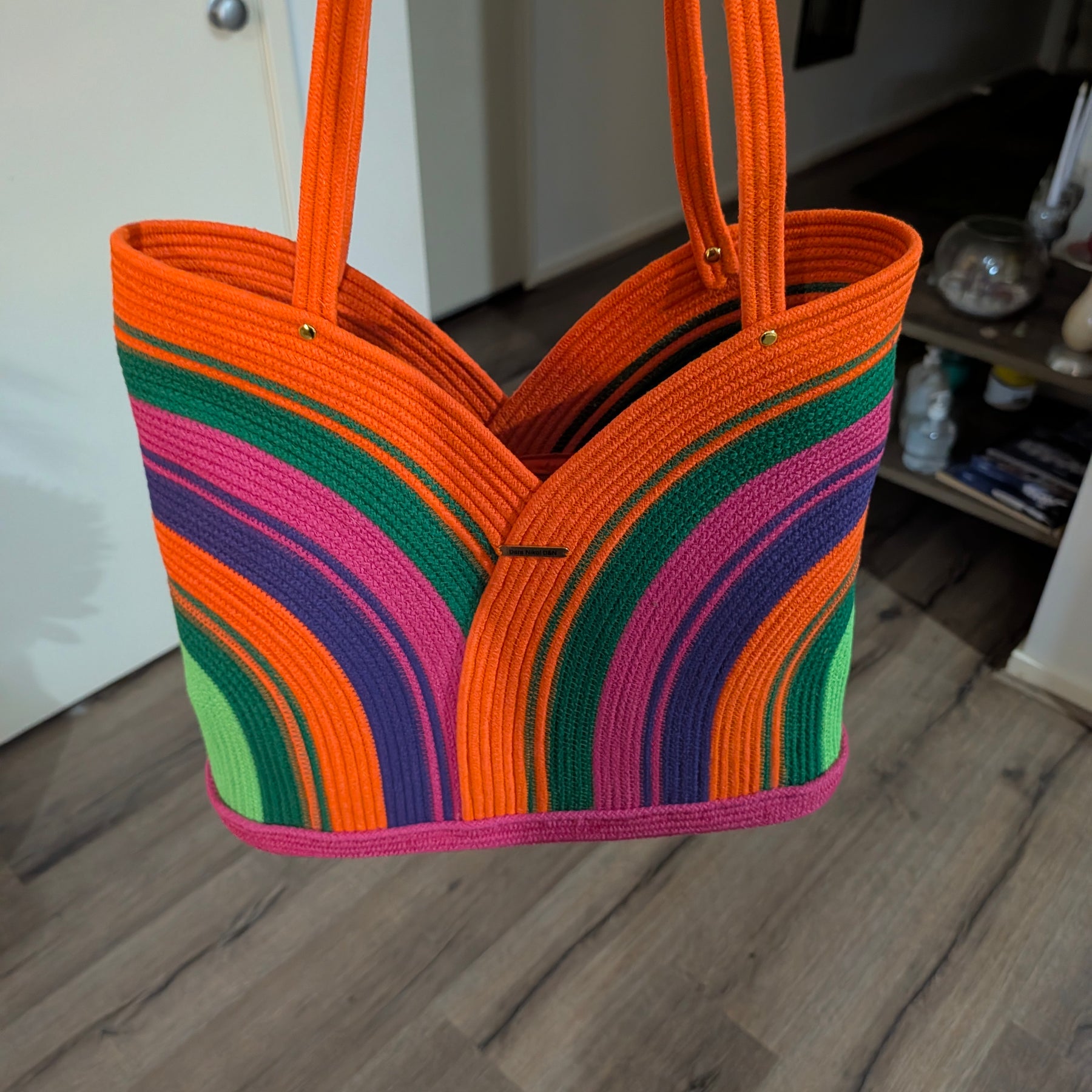 Lagoon Large Handmade Cotton Cord Tote Bag