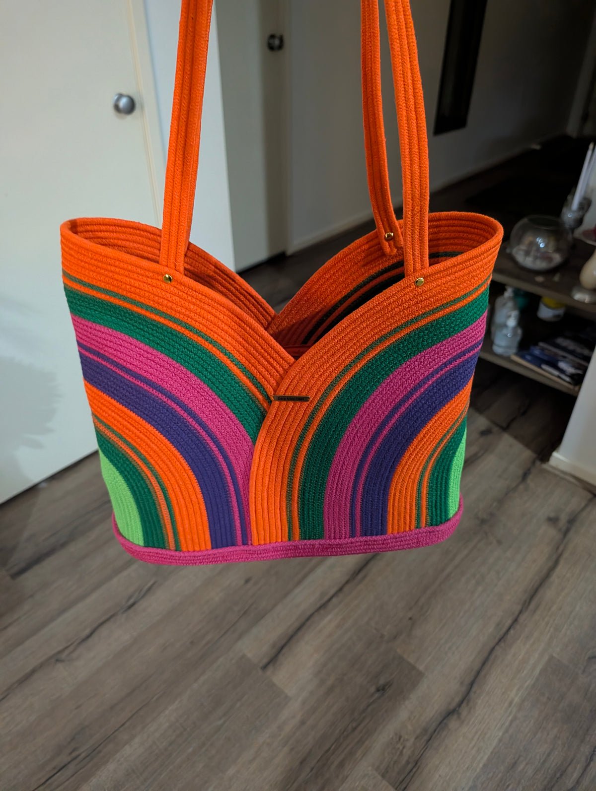 Lagoon Large Handmade Cotton Cord Tote Bag