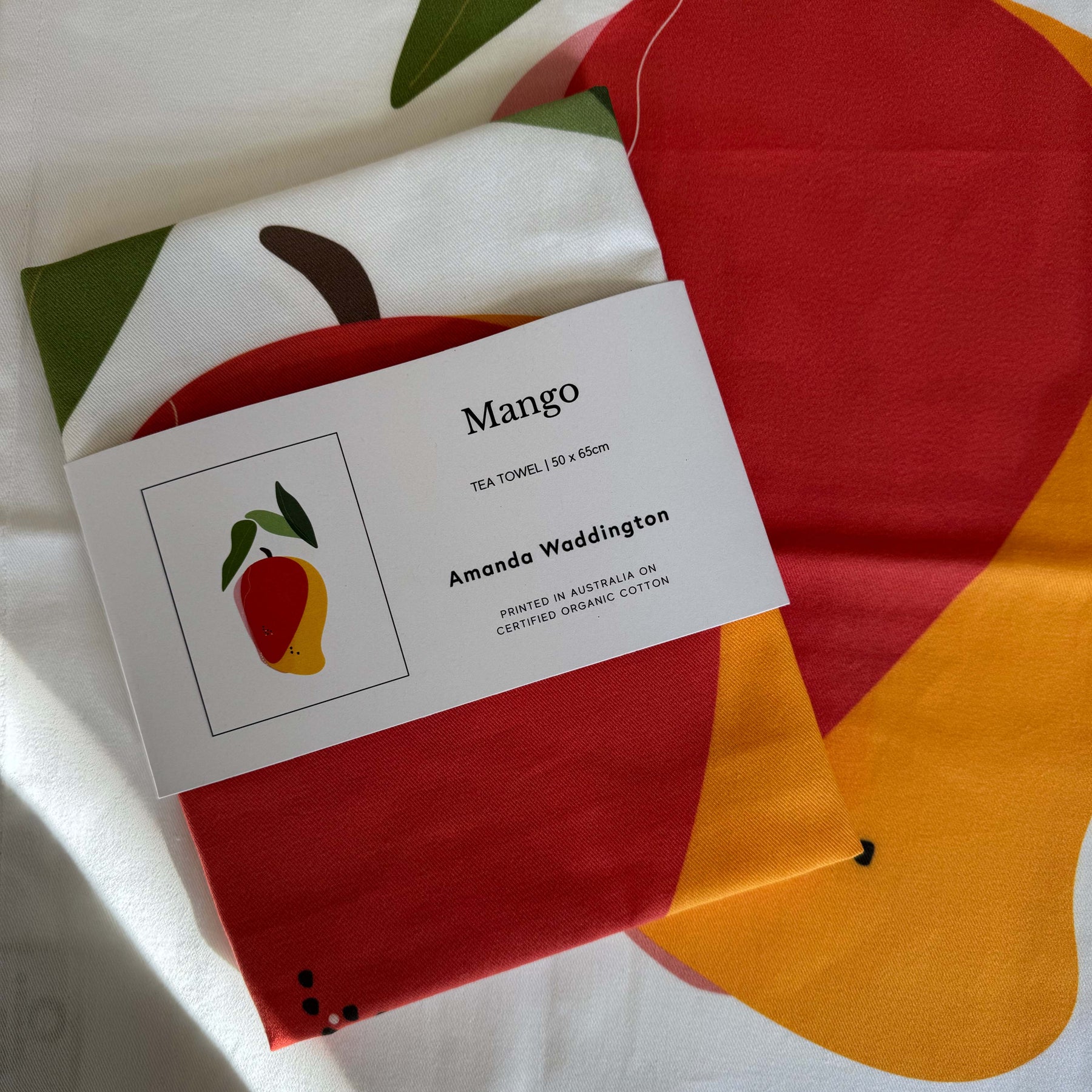 Modern Mango Tea Towel, 100% Organic Cotton. Colorful Kitchen Linen.