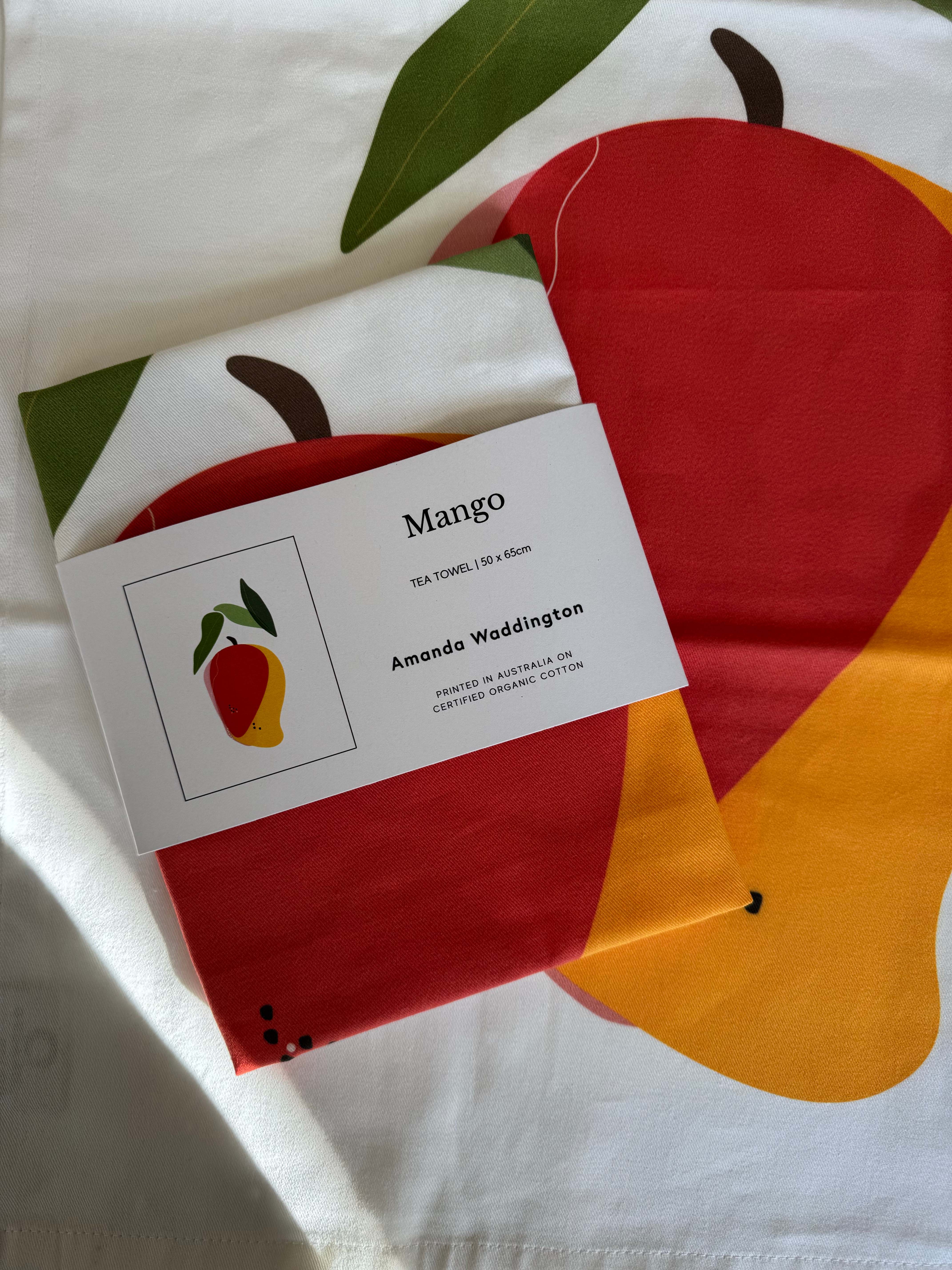 Modern Mango Tea Towel, 100% Organic Cotton. Colorful Kitchen Linen.