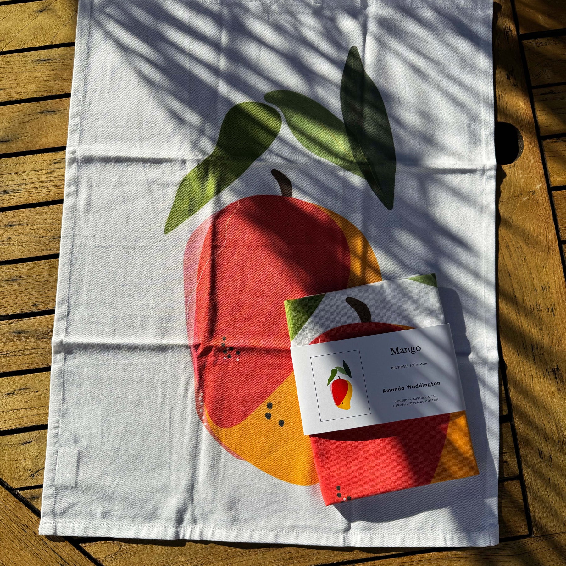 Modern Mango Tea Towel, 100% Organic Cotton. Colorful Kitchen Linen.