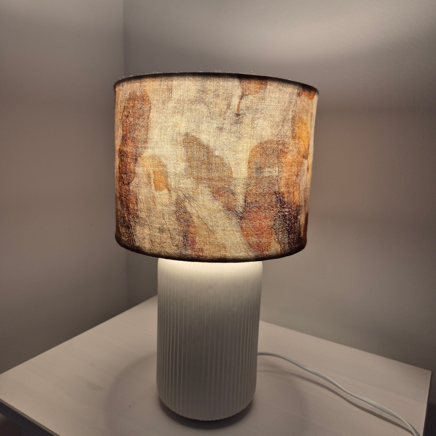 Lampshade small ecoprinted eucalyptus leaves gumnuts