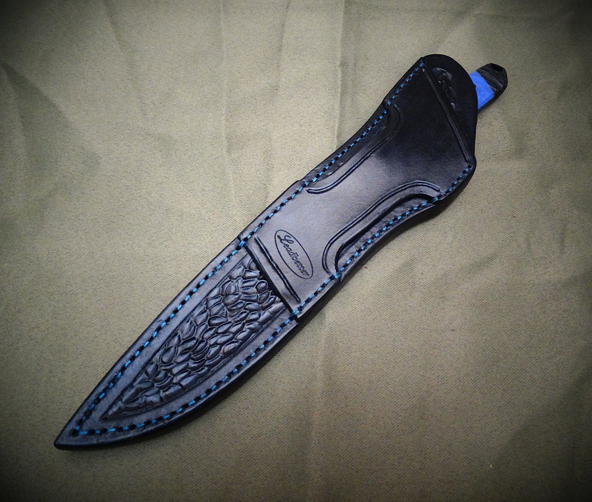 Knife outdoors unique leather steel art timber