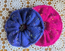 Galaxy Bun Topper Retro 80s Handknit Scrunchie