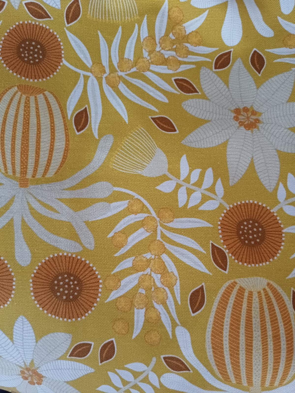 Australian Flower Skirt in Warm Yellows with Denim Back