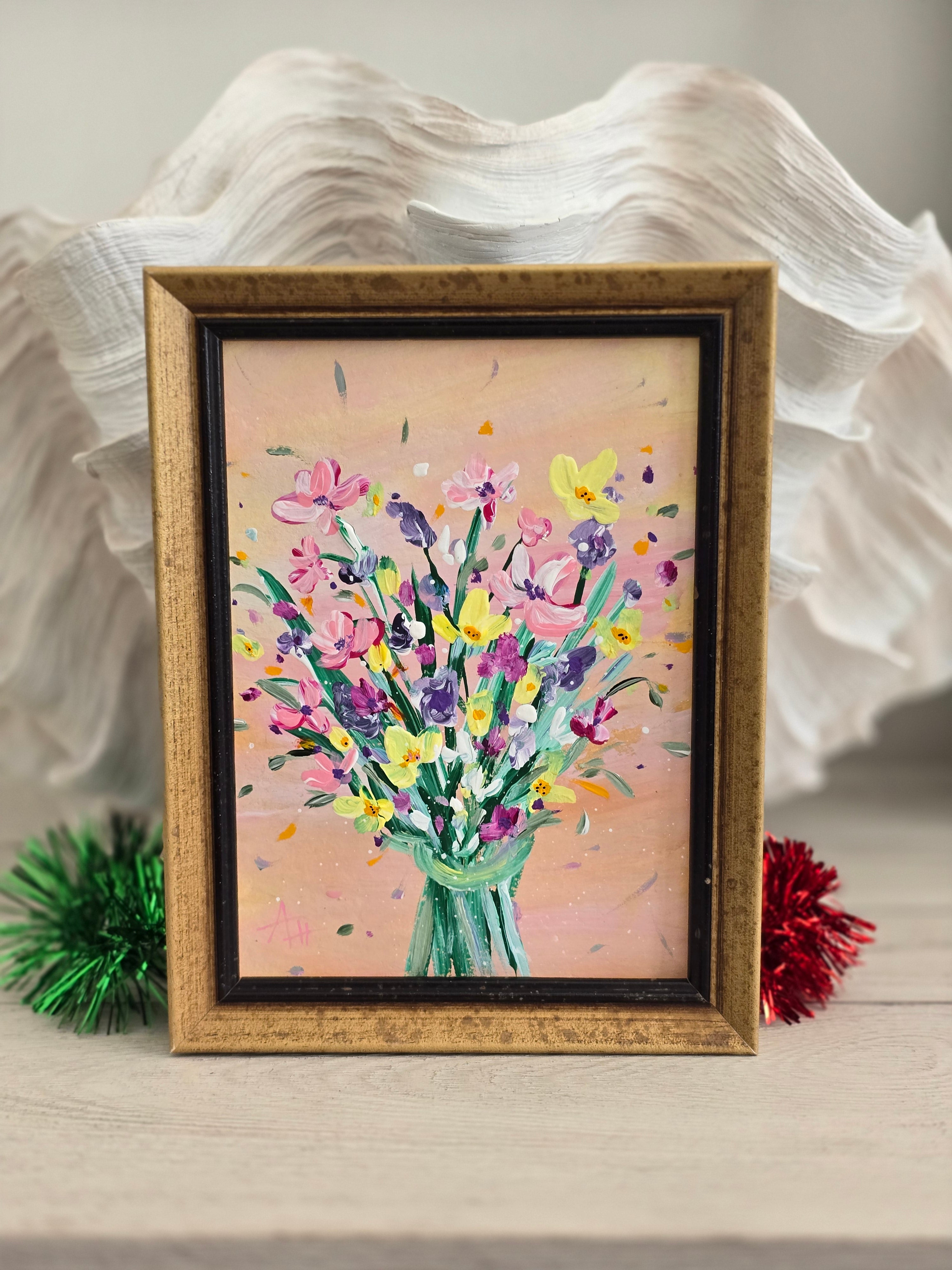 'Cheerful Bouquet' - Framed Artwork