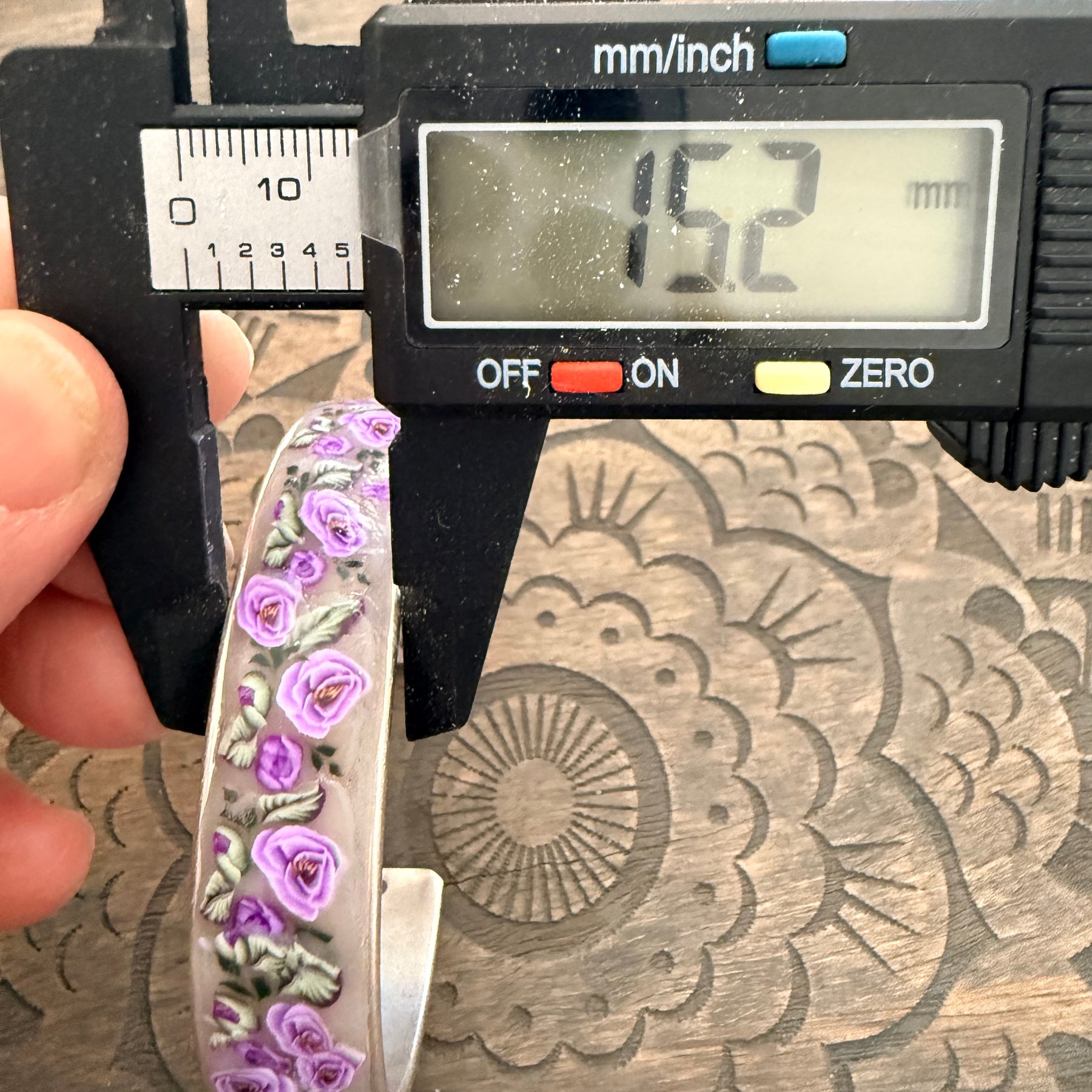 Lilac Roses, Buds & Leaves Polymer Clay On Antique Metal Bracelet