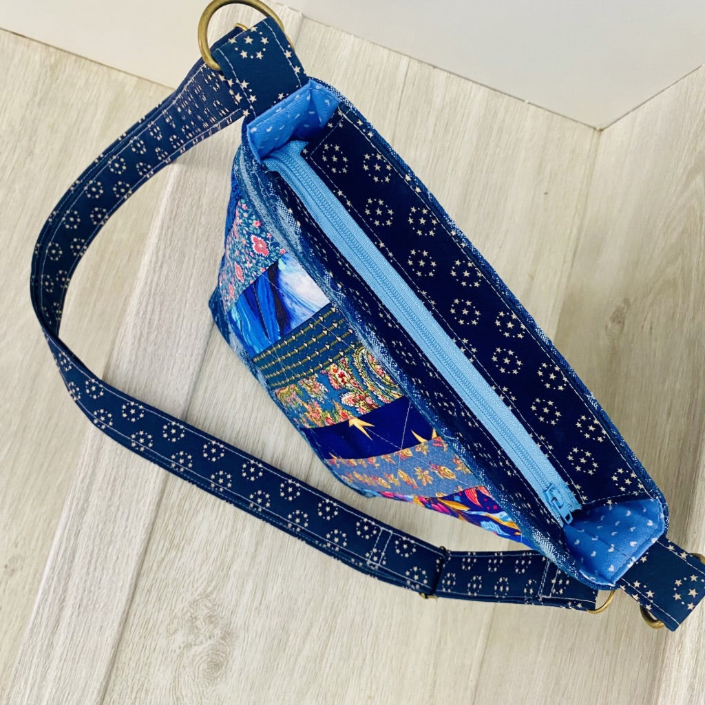 Celestial Blue Denim Crossbody Tote