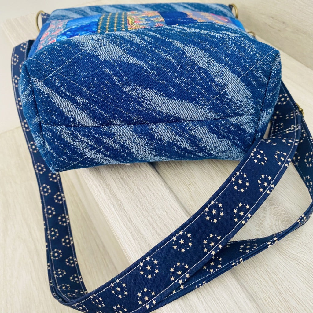Celestial Blue Denim Crossbody Tote