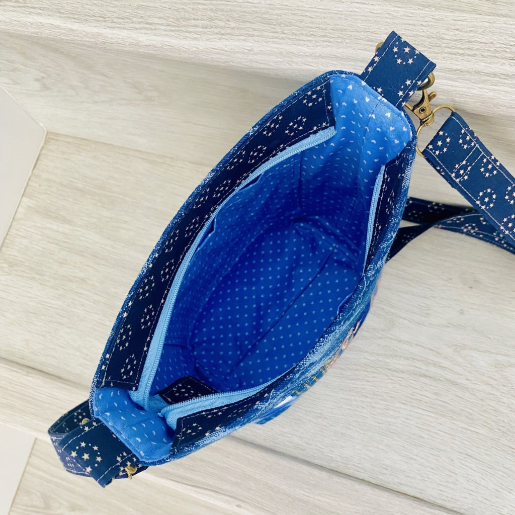 Celestial Blue Denim Crossbody Tote