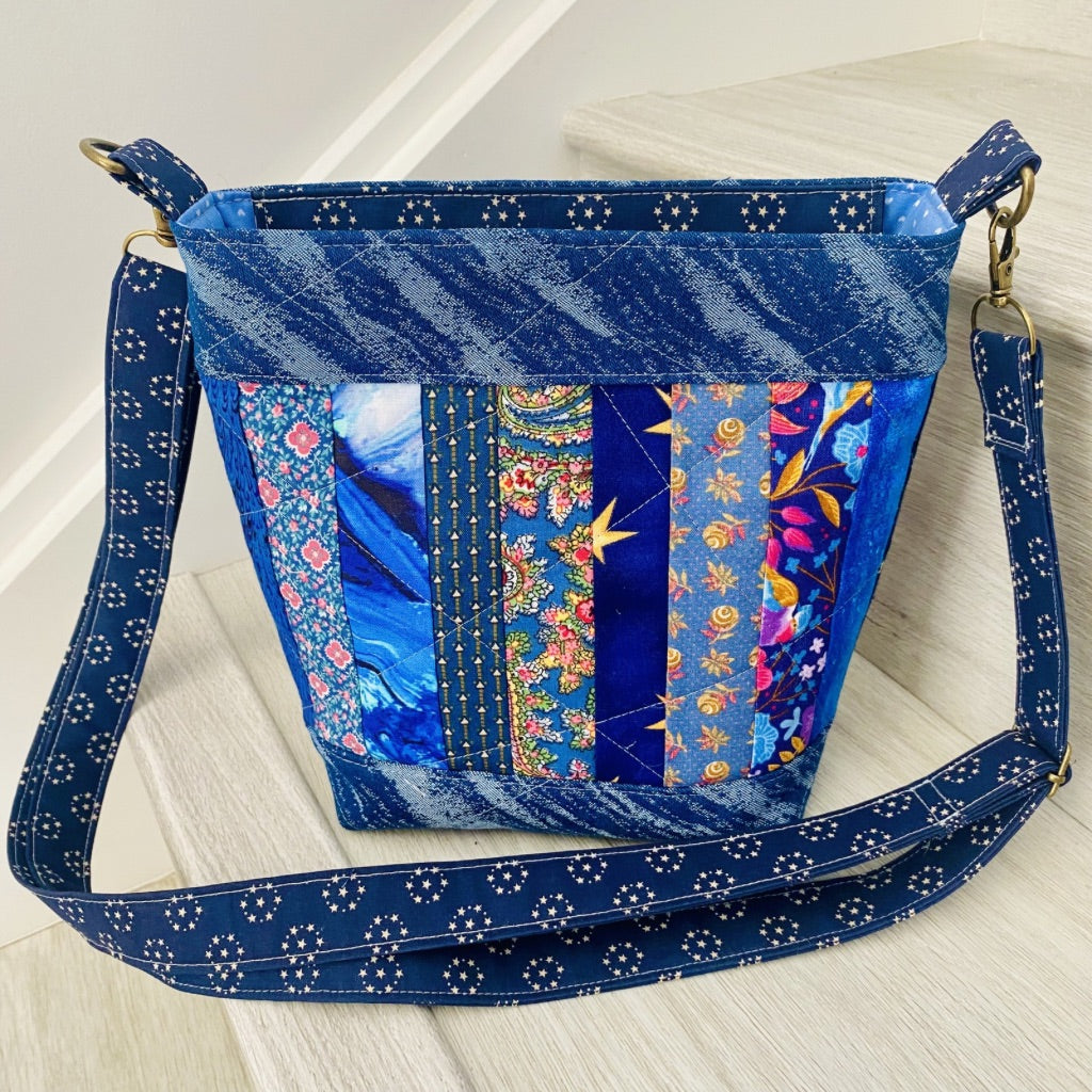 Celestial Blue Denim Crossbody Tote