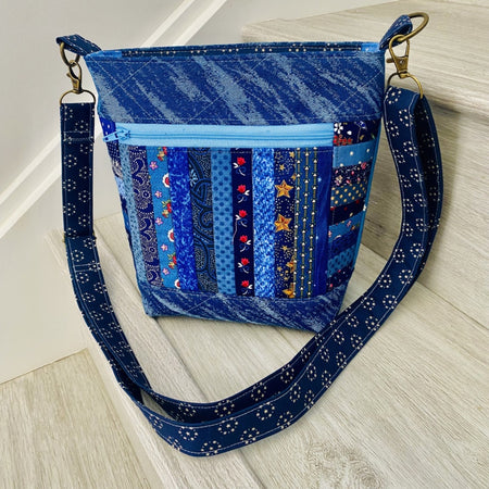 Celestial Blue Denim Crossbody Tote