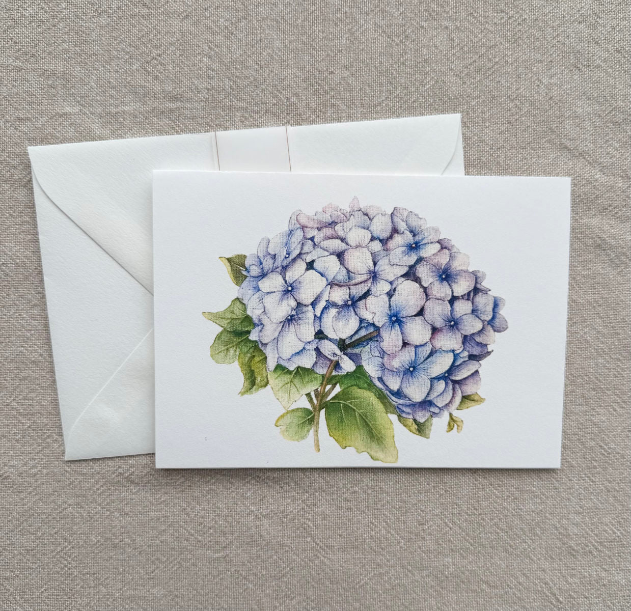Blue Hydrangea Botanical Art Card - Handmade Greeting Card