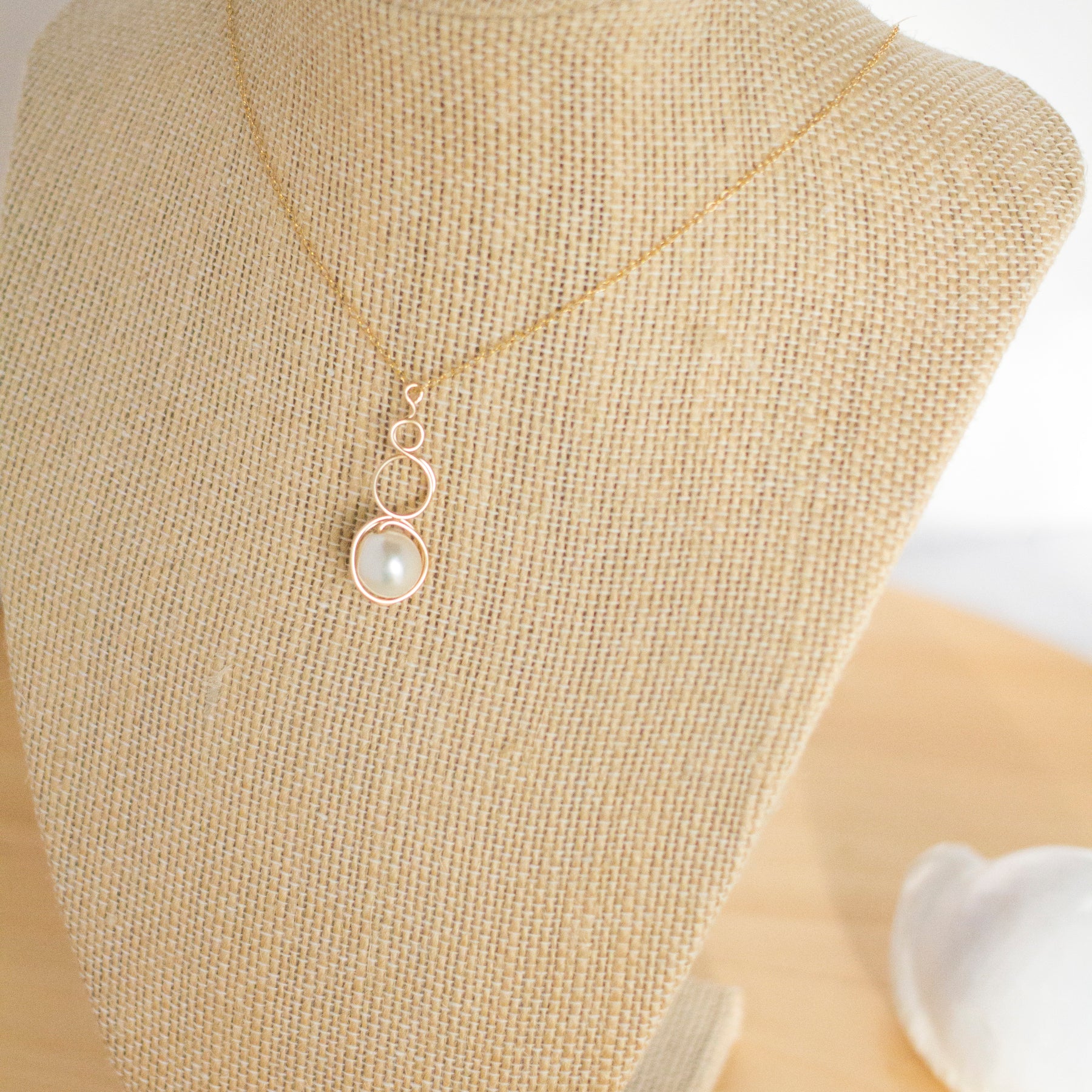 Gold Filled Baroque Pearl Loop Pendant Necklace | Jewellery Gift Idea