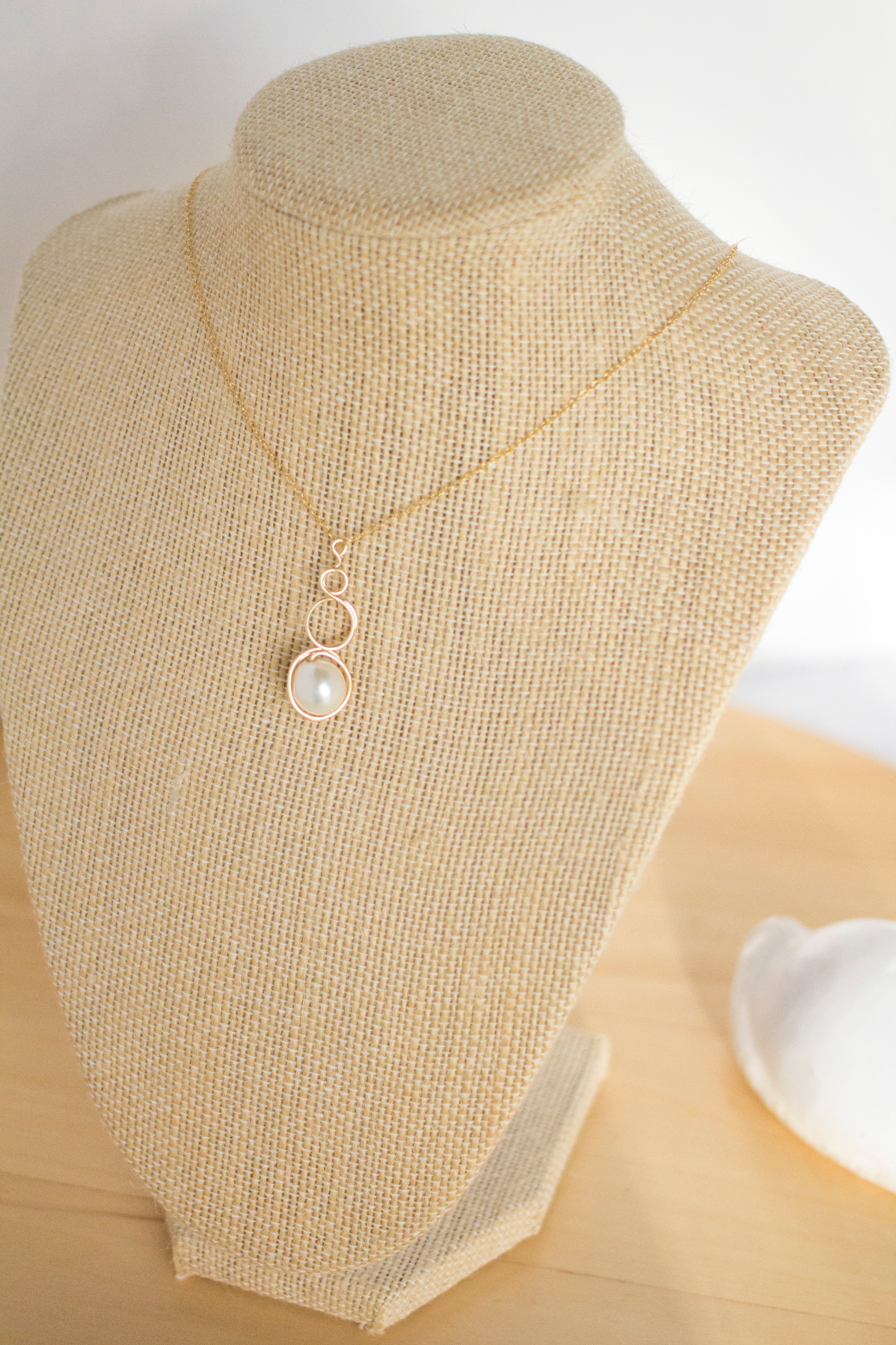 Gold Filled Baroque Pearl Loop Pendant Necklace | Jewellery Gift Idea