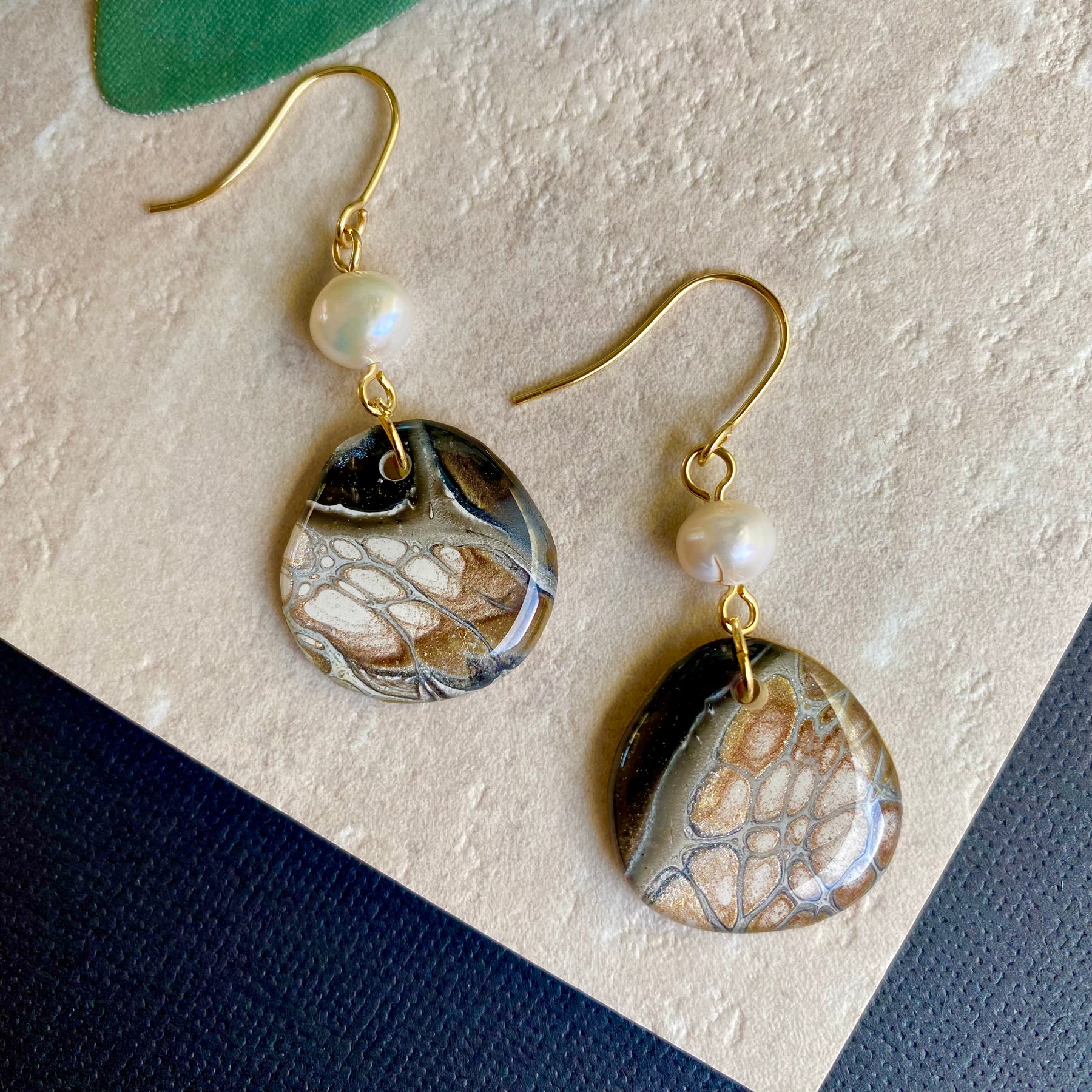 Freshwater Pearls and Art Earrings
