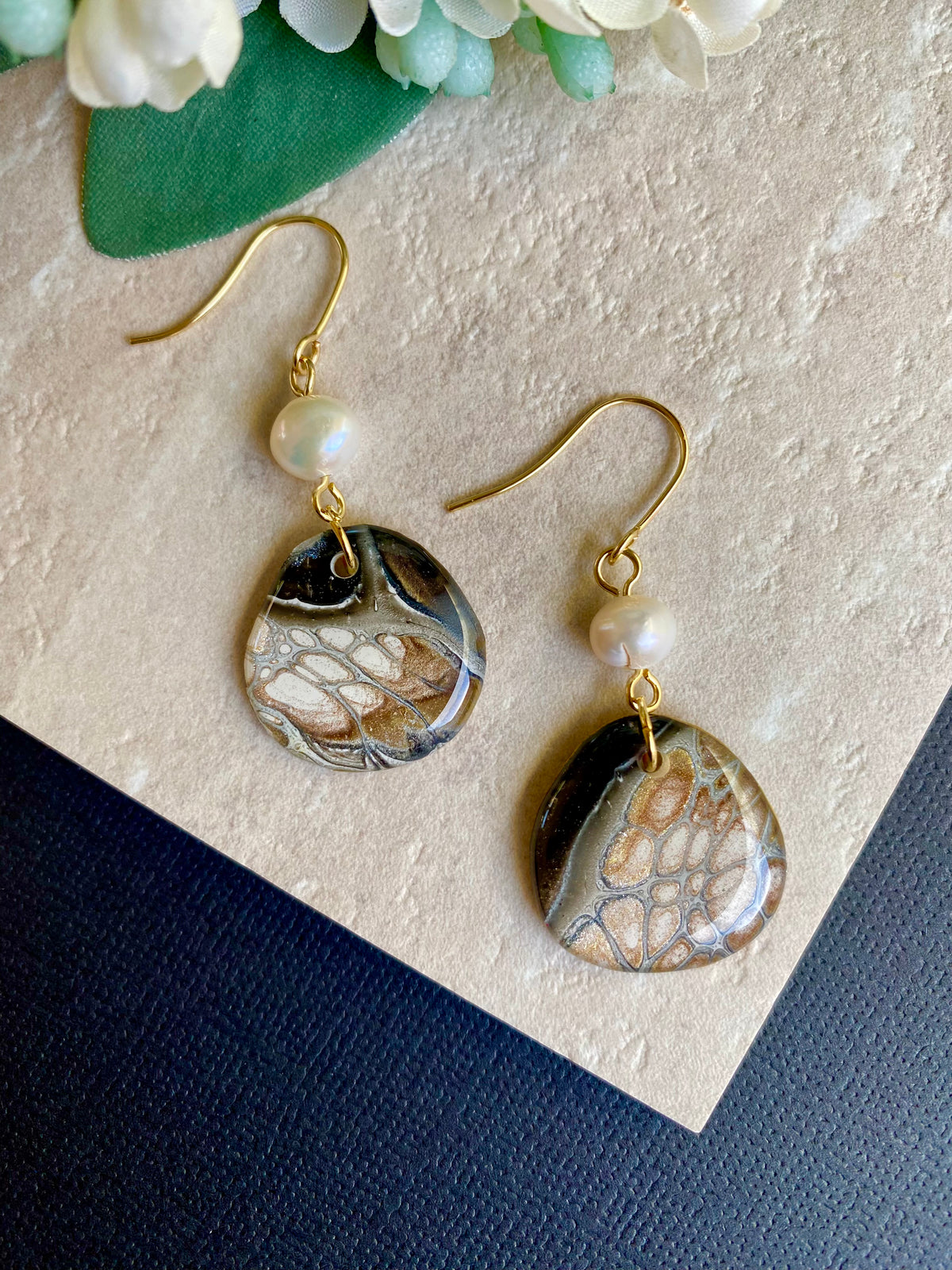 Freshwater Pearls and Art Earrings