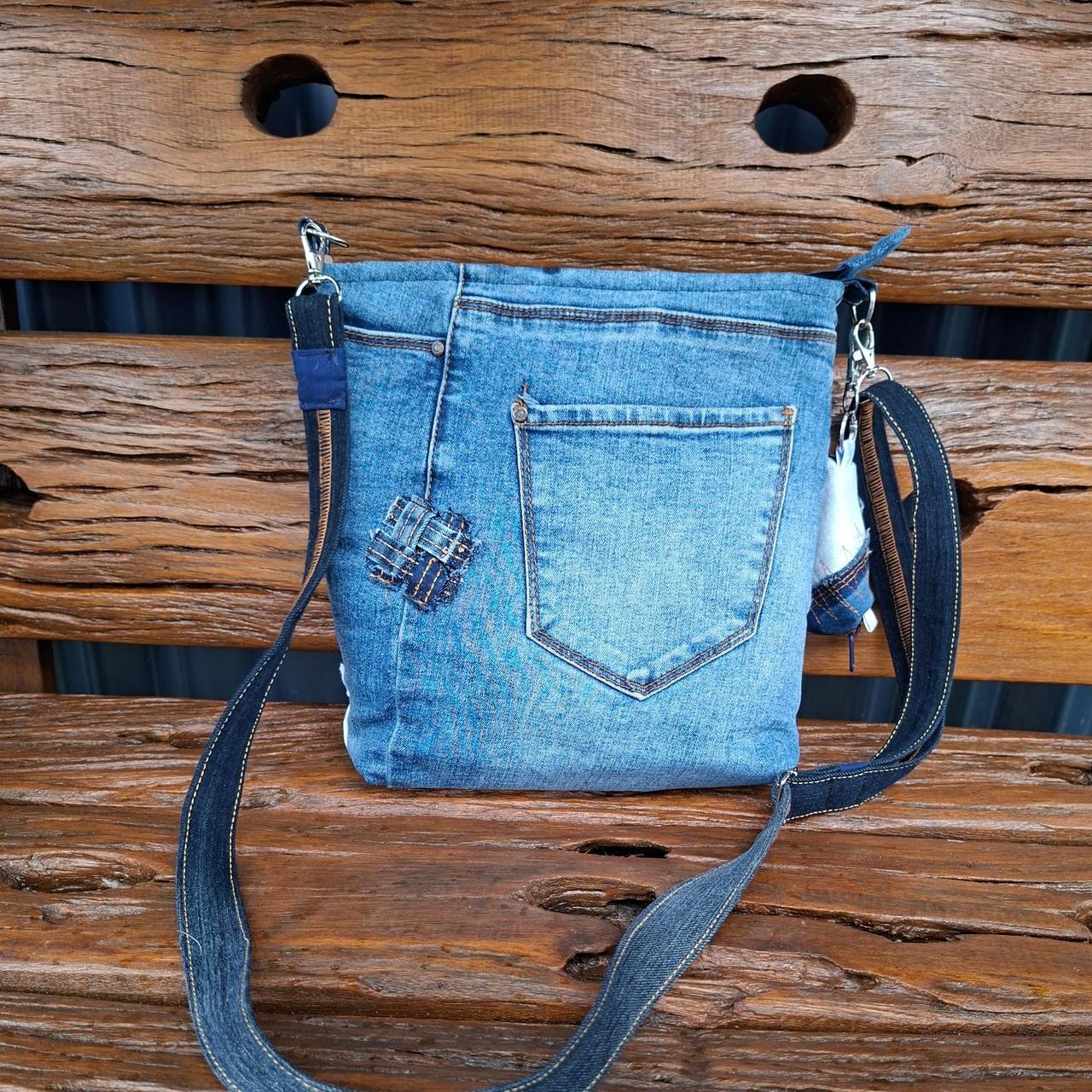 Recycled Denim Unisex Crossbody Bag