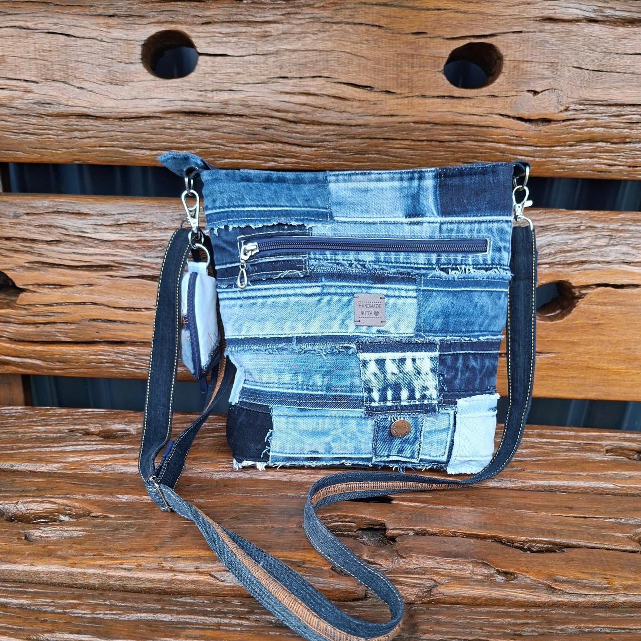 Recycled Denim Unisex Crossbody Bag