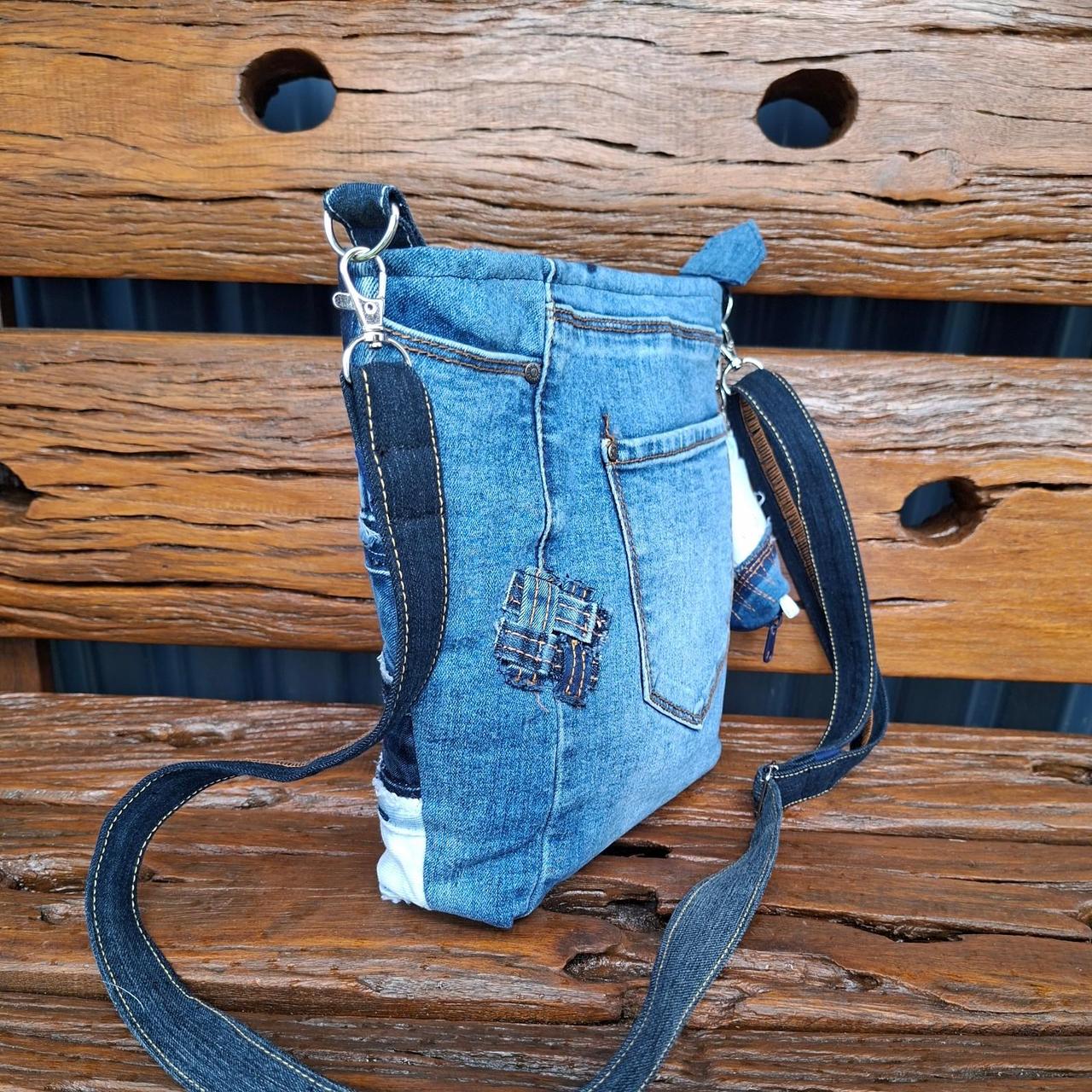 Recycled Denim Unisex Crossbody Bag