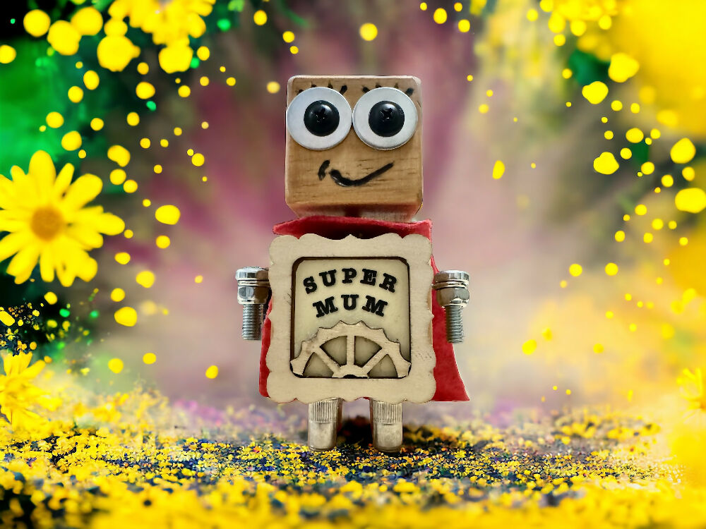 SuperMum - Wooden Steampunk Superhero Robot