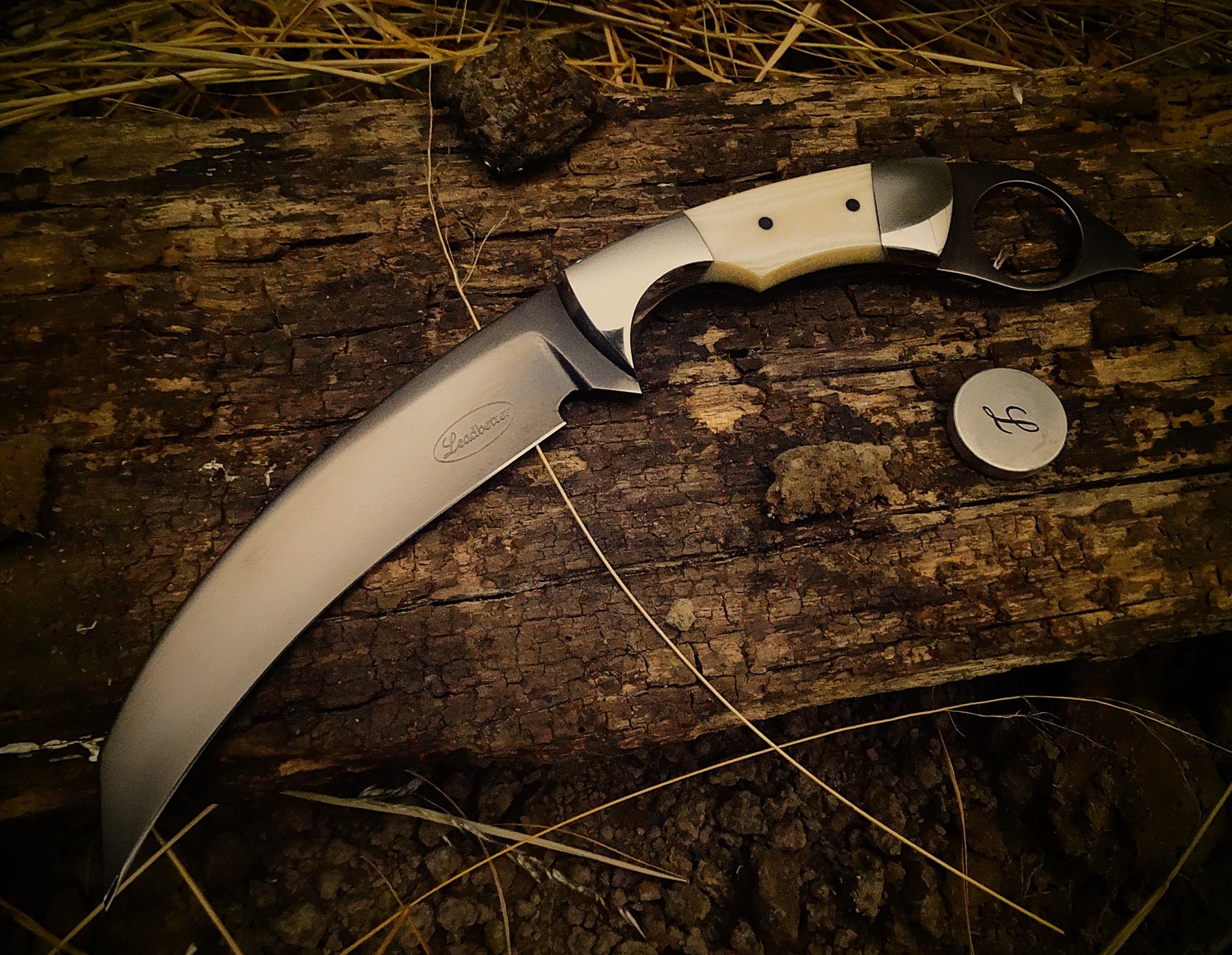 Art knife exotic leather sheath wood timber