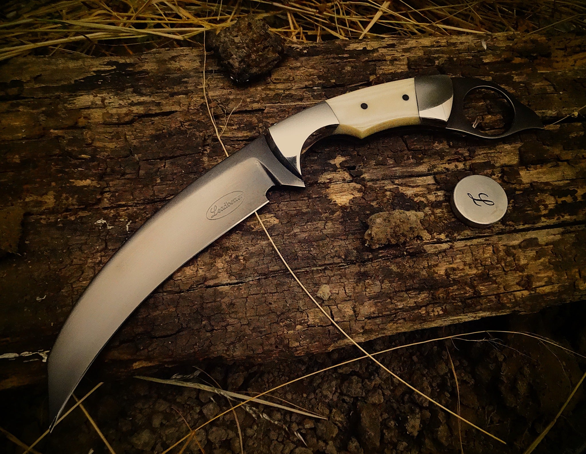Art knife exotic leather sheath wood timber