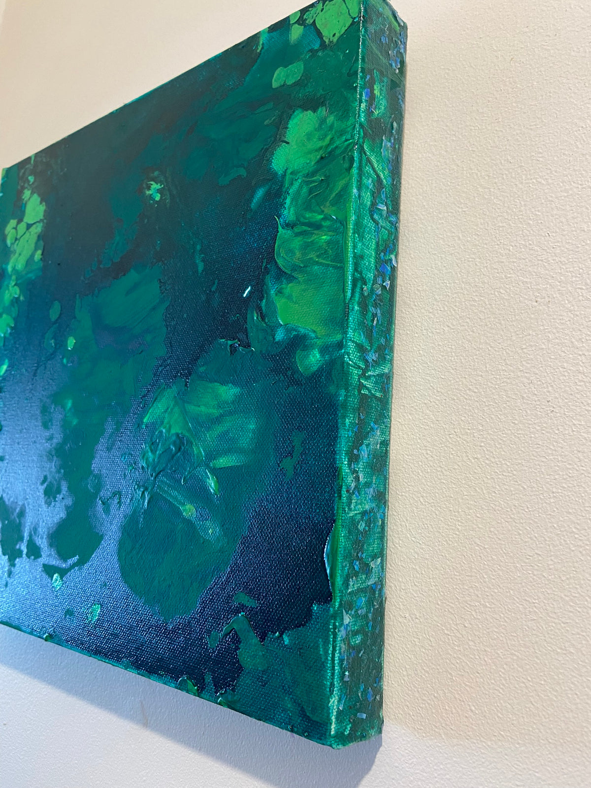 Green Aventurine Wall Art Original Abstract Acrylic Canvas Painting