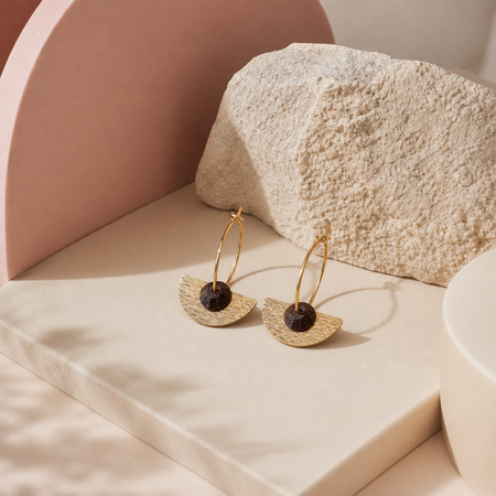 Nina recycled coffee gem hoop earrings | Atelier Cayelle