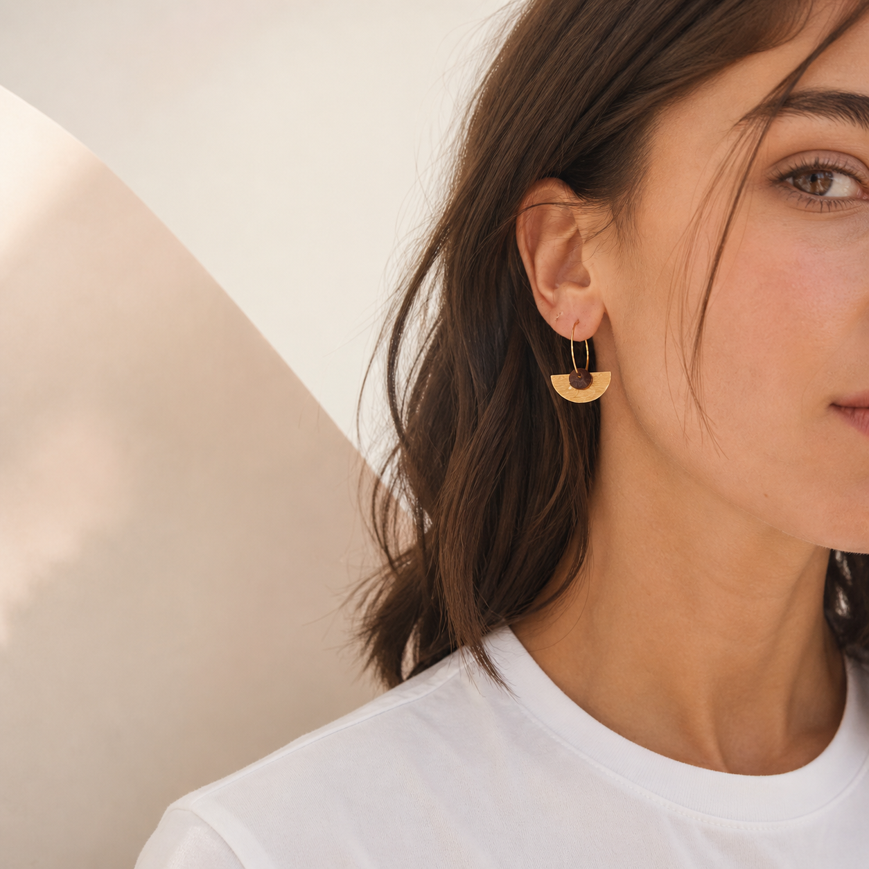 Nina recycled coffee gem hoop earrings | Atelier Cayelle