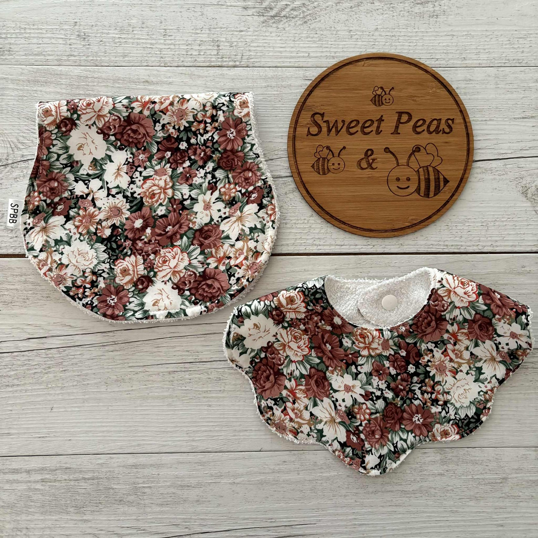 Baby Cardigan, Shorts, Scalloped Bib & Burp Cloth